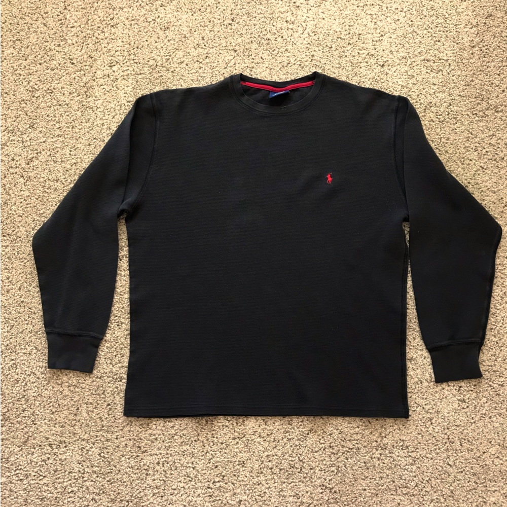 Thermal knit long sleeve Polo By Ralph Lauren shirt.